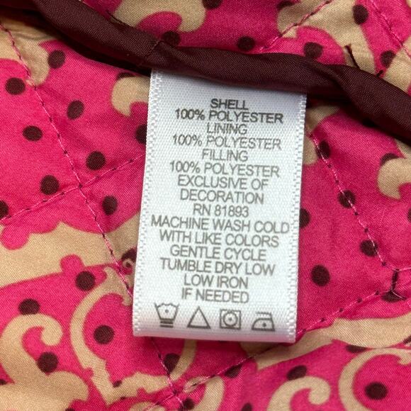 C. Wonder Burgundy Quilted Puffer Jacket Coat Button Front Womens Size Small S - Picture 10 of 12